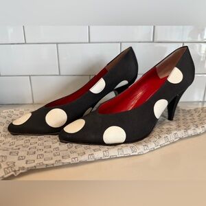 Vintage Bruno Magli Italian Black & White Polka Dot Heels